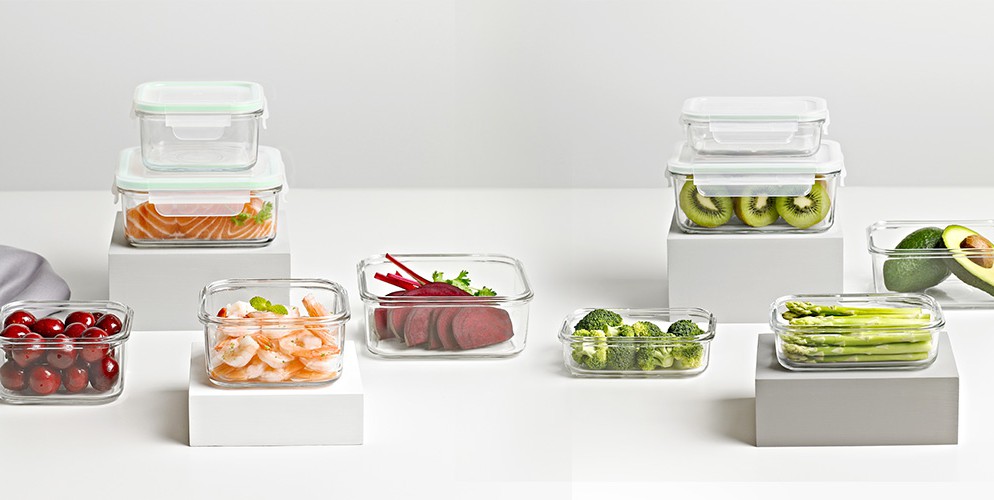 Glasslock] 17oz/490ml Square Food Storage Containers, 6-Pcs Set