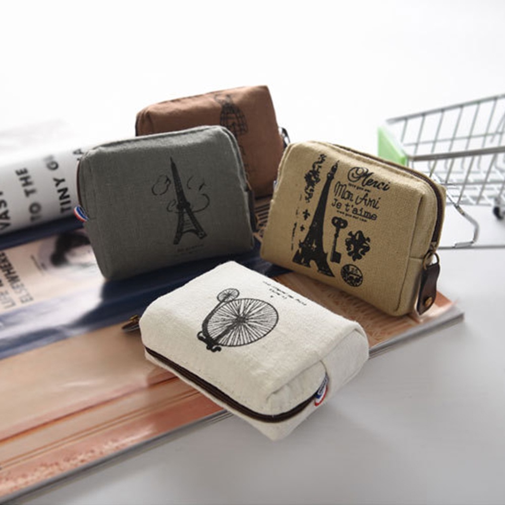 Square Canvas Bag Small Print Coin Purse Wallet Zipper Card Coin Storage Bag Shopee Philippines