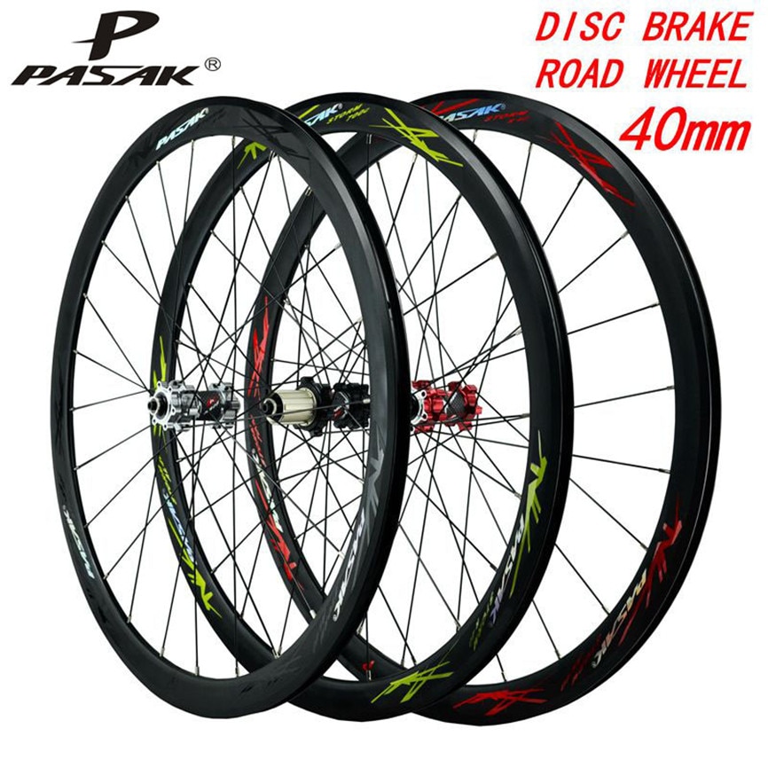 PASAK 700C Disc Brake Road Bicycle 6claws Wheelset 40MM Rim QR