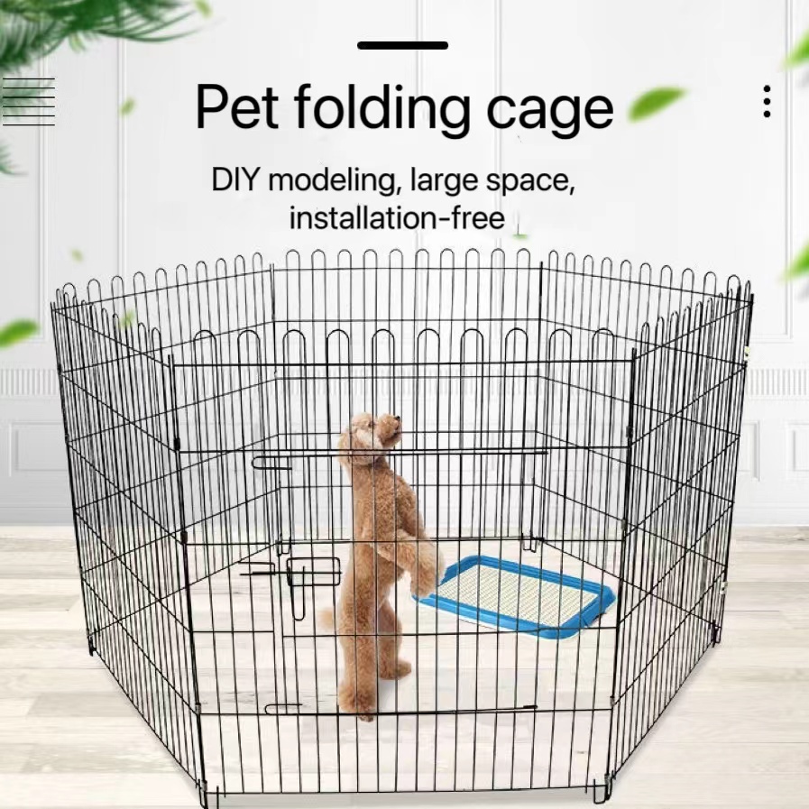 8-Panels High-Quality Wholesale Cheap Best Large Indoor Metal Puppy Dog Run  Fence/Iron Pet Dog Playpen Dog Kennels Black