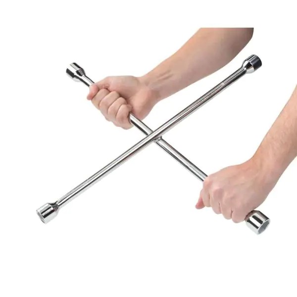 EXXO Tools Universal Lug Wrench - Heavy Duty 4 Way Lug Wrench Crosswrench  Spare Tire Iron Wheel Nut Spanner Car Jack Ratchet Wrench Lug Tool for Car