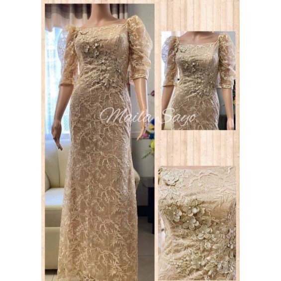 Beige gown for ninang sale