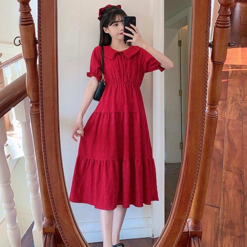 Long red 2024 dress casual