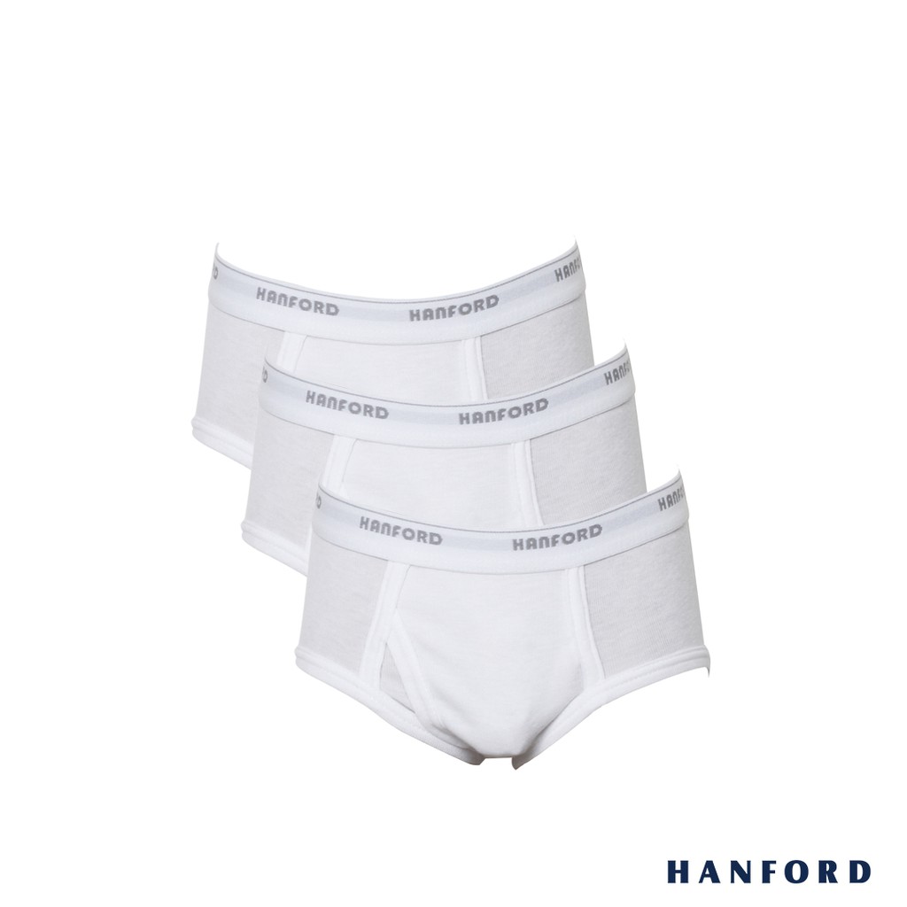 Hanford Kids/Teens Premium Ribbed Cotton Classic Briefs w/ Fly Opening -  White (3in1 Pack)