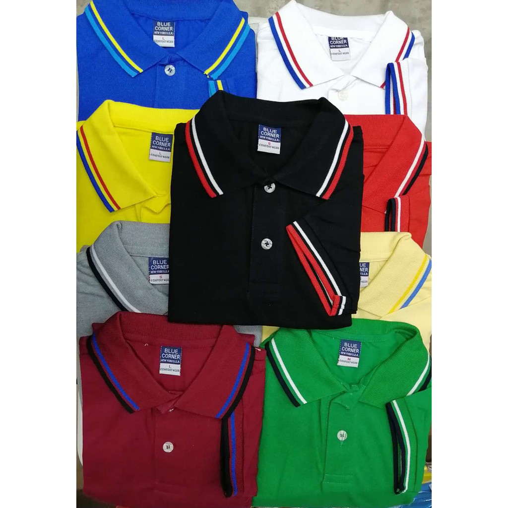 Blue corner polo 2025 shirt with stripes