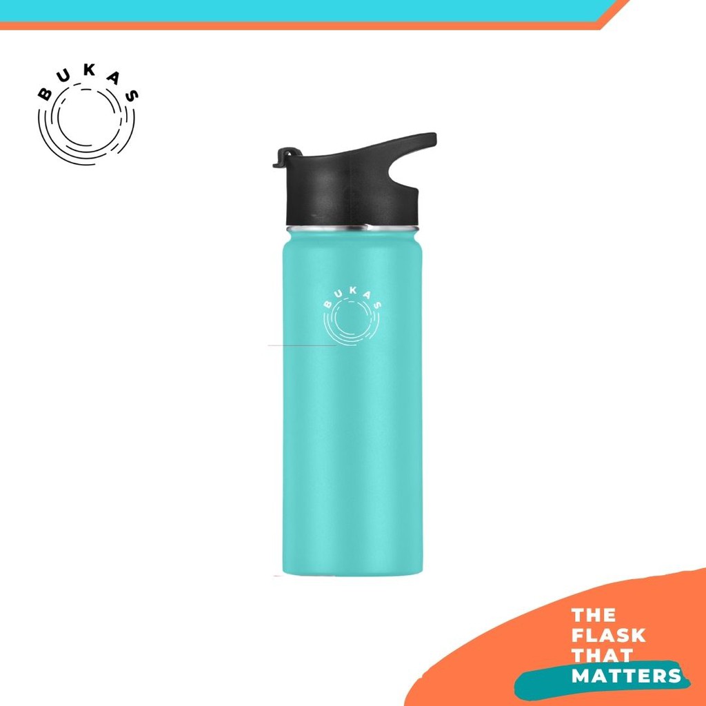 Bukas Flask 18 oz Teal - Wide Mouth Vacuum Insulated Stainless Steel  Drinking Water Bottle