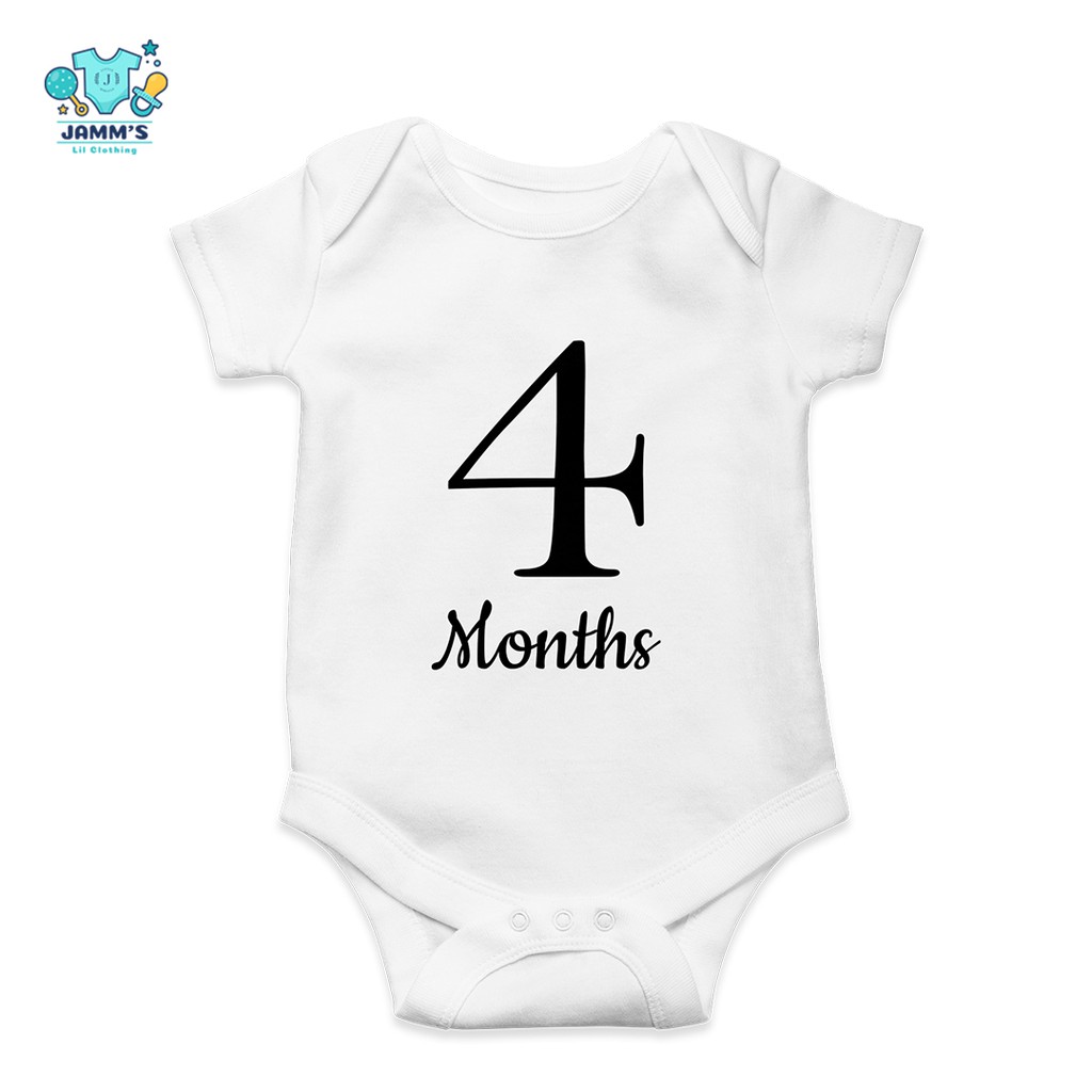 Four Months 4 Months Baby Clothes onesies monthly milestone for