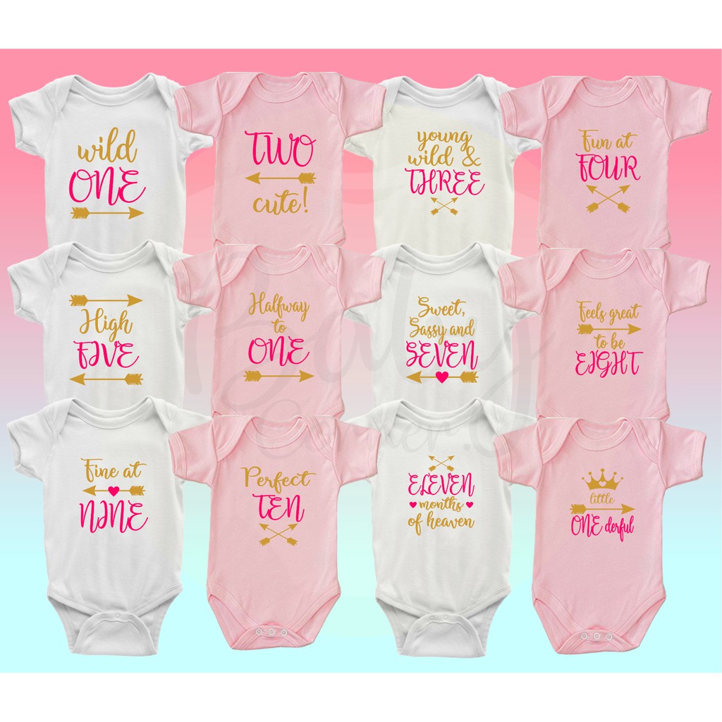 Baby Monthly Milestone Onesies Pink – Octave & Rose