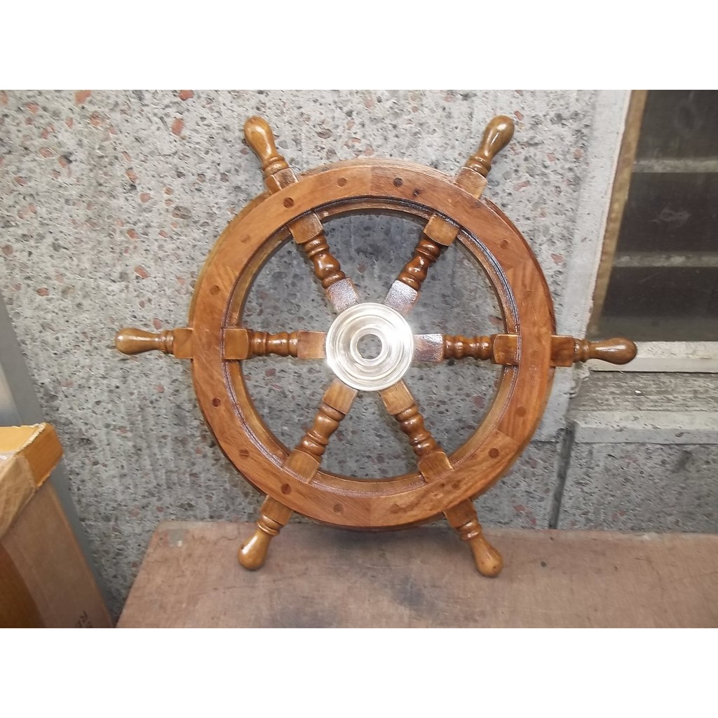 Ship Wheel, Nautical Ship Wheel, Wooden Steering Wheel, With Brass