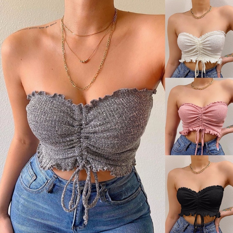 Ruffle tube top hot sale with straps