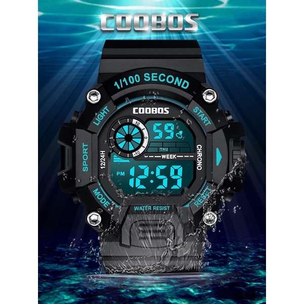 COOBOS waterproof unisex fashion watch black LED Watches relo