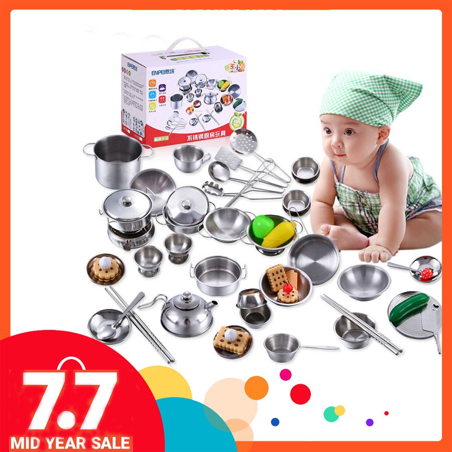 Stainless steel children's kitchen sales set