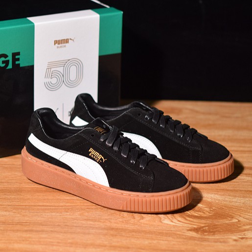 Puma suede platform black best sale