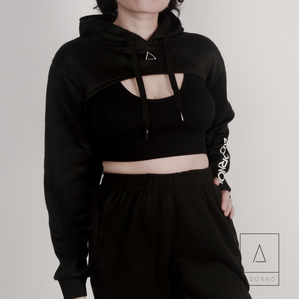 Adorno Hustle Raw Cut Hoodie for Women Dancer Jacket Crop