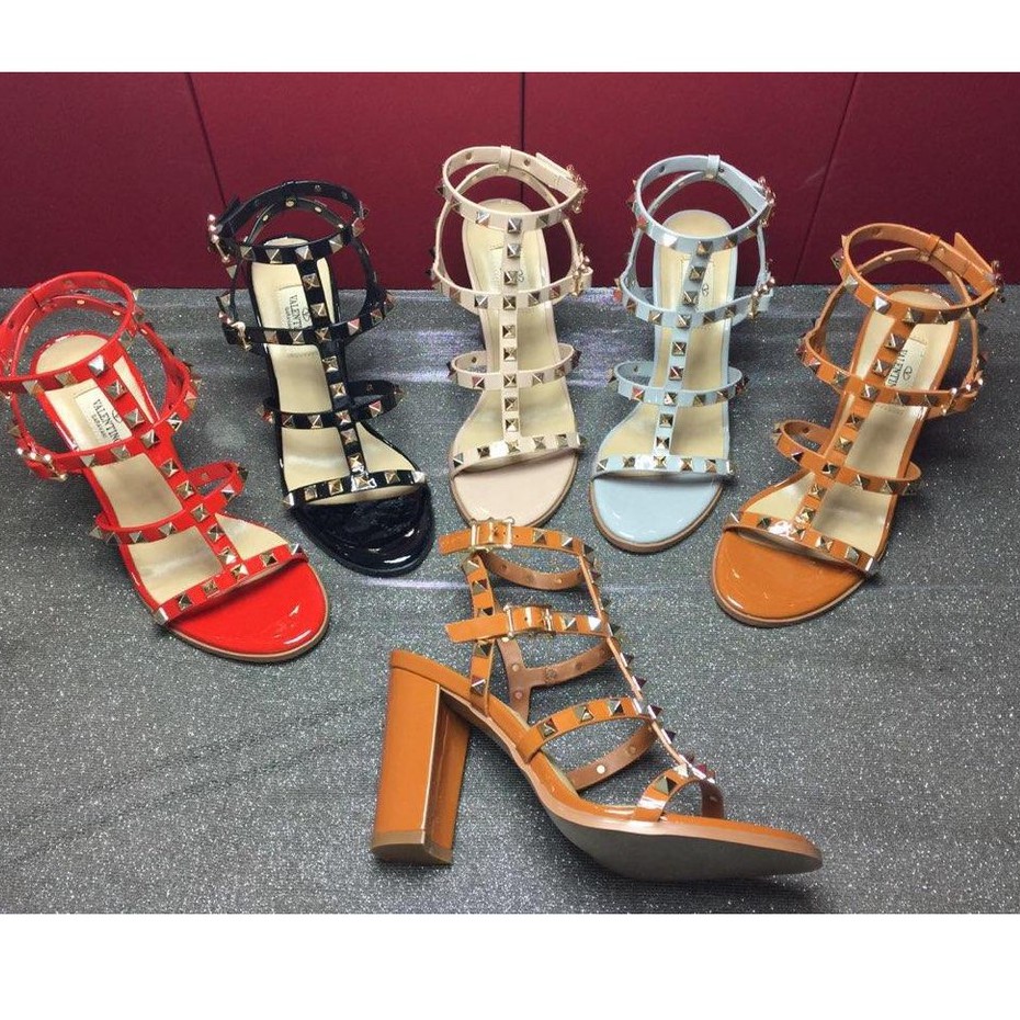 Studded block outlet heel gladiator sandals