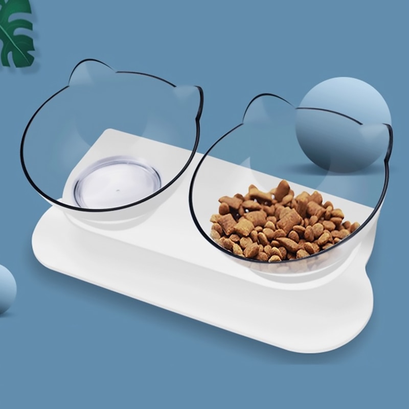 Non slip Cat Bowls Double Pet Bowls With Raised Stand Pet Food and