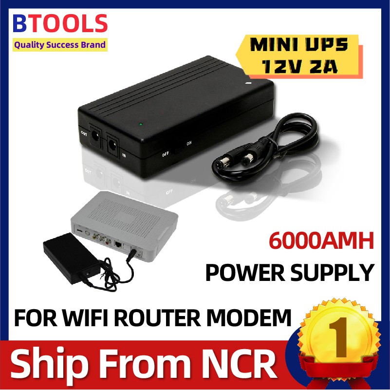 Mini SAI UPS para Router, Módem, Cámara, Entrada DC 9V Salida DC 9V Máx. 3A  (No Carga)