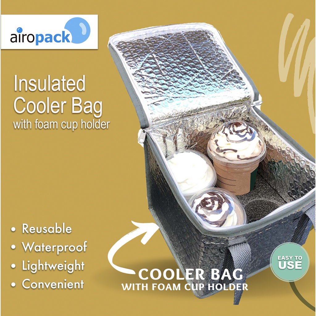 Cooler Bag Insulated Bubble with zipper enclosure with cup holder