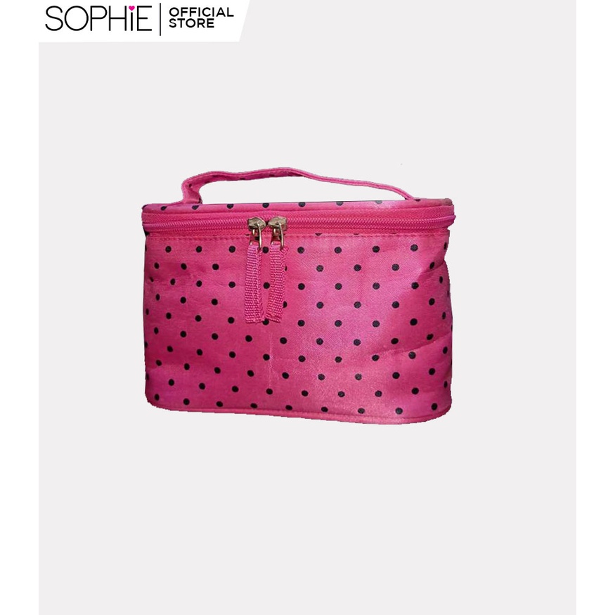 Sophie Paris Nina Satin Make Up Bag [Pink and Black]