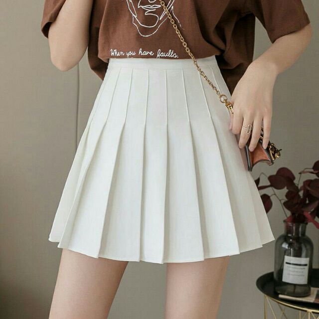 Women High Waist Pleated Skirt Skater Tennis Skirt Slim Pleated Skirt