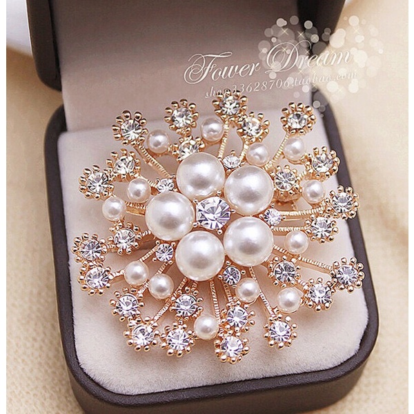 Fashion Women Big Brooches Lady Snowflake Imitation Pearls Rhinestones Wedding Brooch Pin Jewelry Shopee Philippines