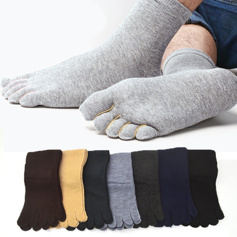 1Pair Fashion Breathable Cotton Black Five Finger Socks