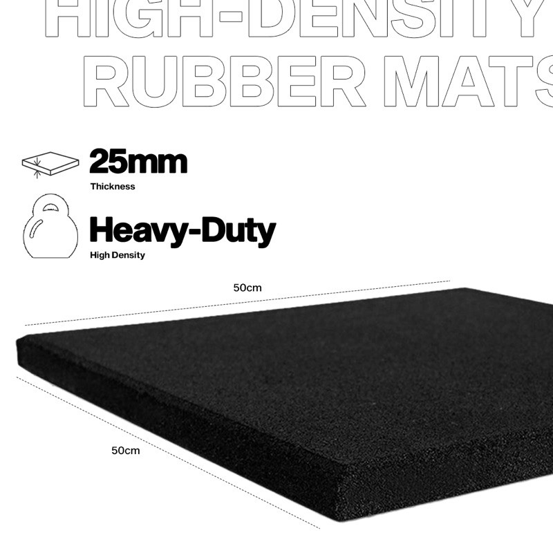 High Density Rubber Mats with Free Connectors 0.5 x 0.5 m 25