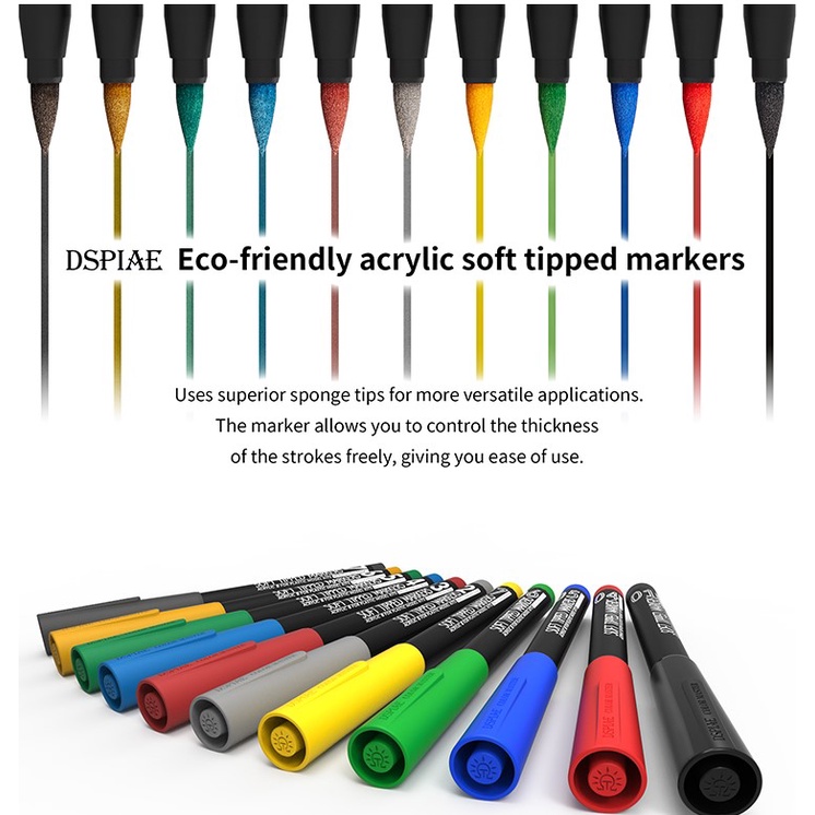 DSPIAE MK/MKM Water-based soft tip basic color metal color marker