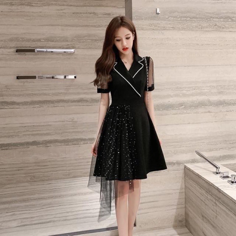 Womens Korean Fashion Elegant Mesh Dress Shopee Philippines