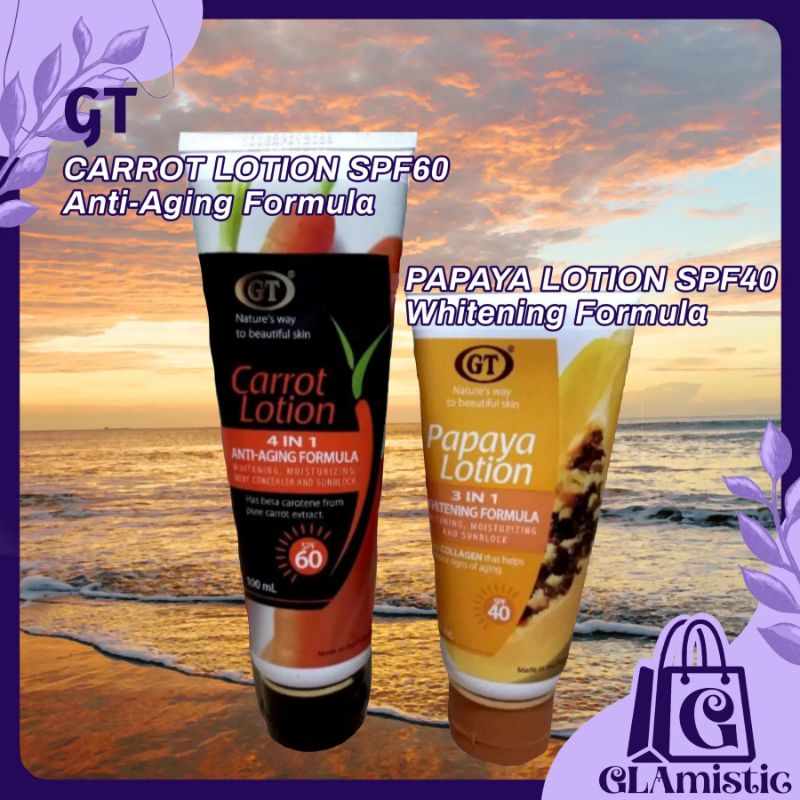 GT Carrot Lotion 60SPF 100ml/ GT Papaya lotion 3 in 1 Whitening