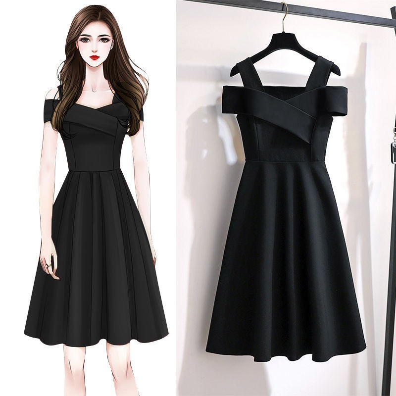 Korean black dress style best sale