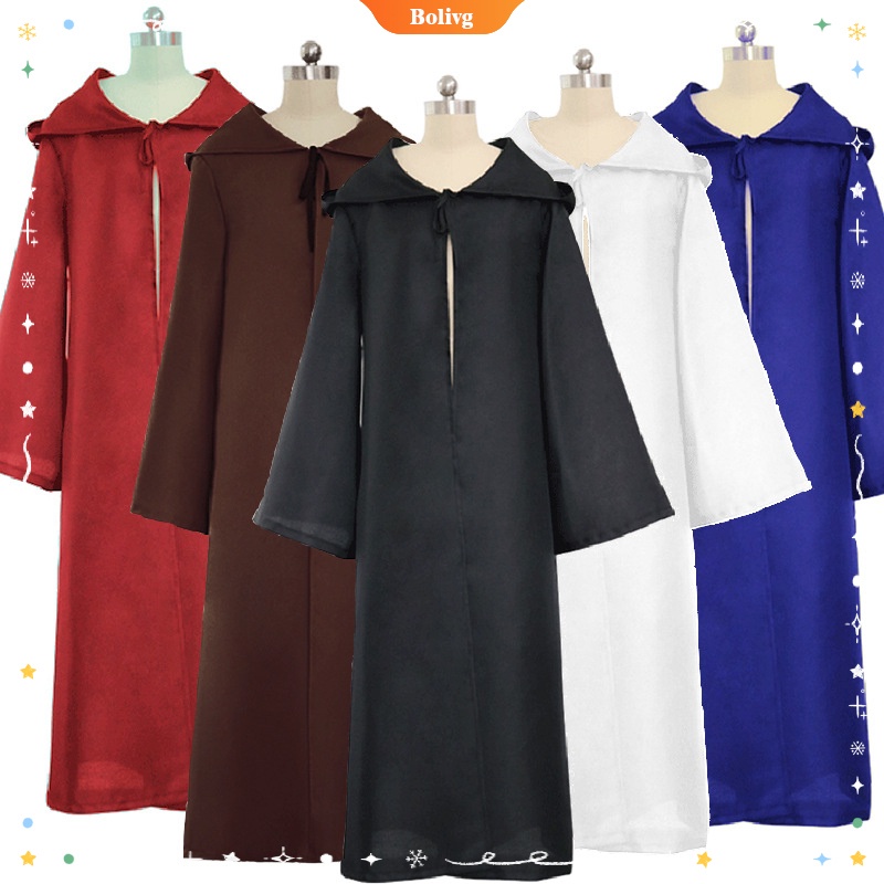 Adult Monk Hooded Robe Cloak Cape Friar Medieval Priest Cosplay Costume