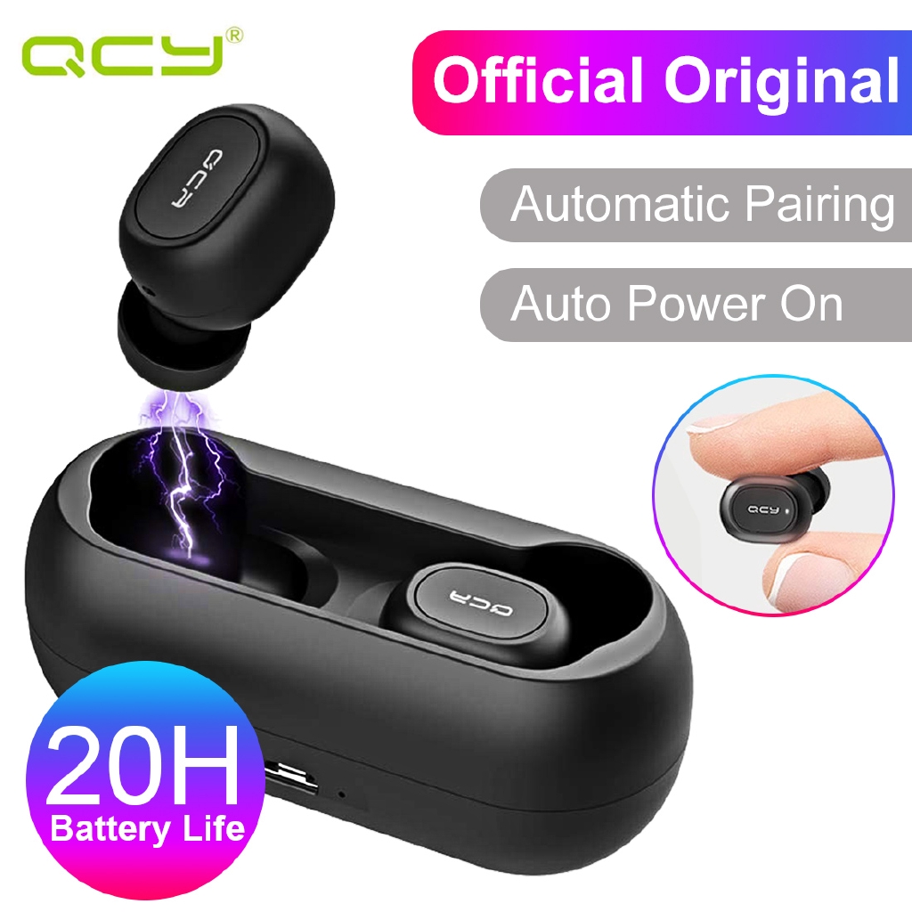 QCY TWS Bluetooth 5 T1 Mini Earphones Charging Case Siri Shopee