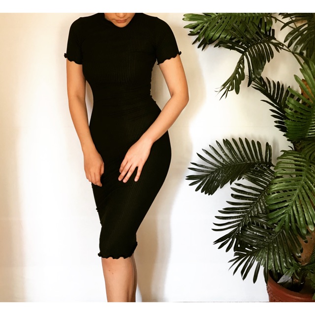 Black fitted casual dress store