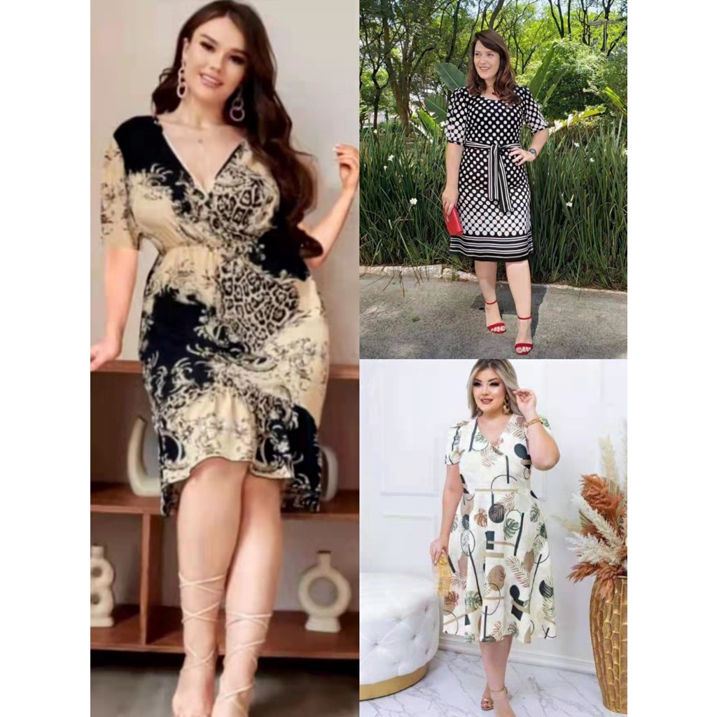 Plus Size Women Vintage Casual Dress | Shopee Philippines