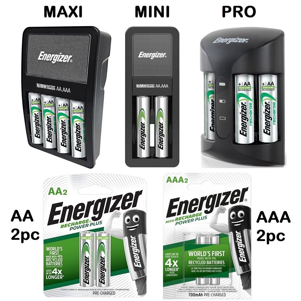 Energizer Recharge Maxi Charger for NiMH Rechargeable AA and AAA Batteries