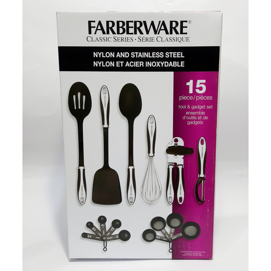 Farberware Cooking Utensils -White Nylon Slotted Turner & Basting Spoon Set  -NEW