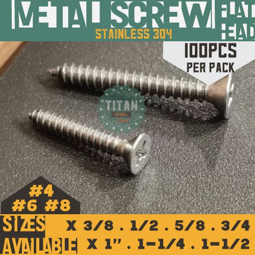 Flat head on sale screw sizes