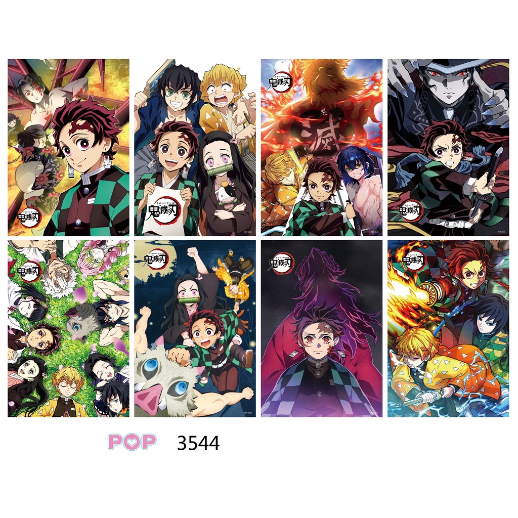 Poster Big Set of 8 Demon Slayer Spy x Family Naruto Hunter Attack On Titan  Haikyuu Genshin Impact