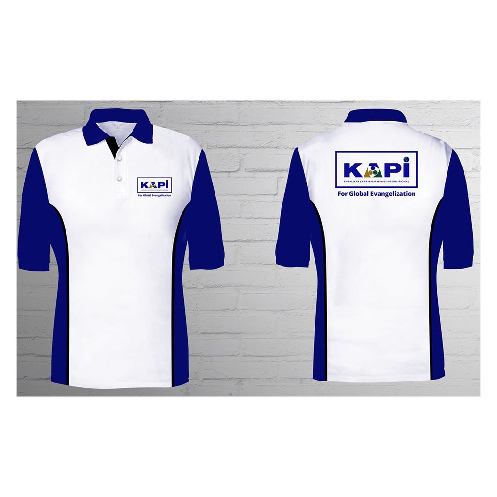 Polo shirt blue outlet and white