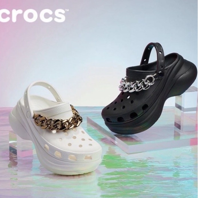 crocs Bae Clog with chain jibbitz wedges sandals fashion slippers