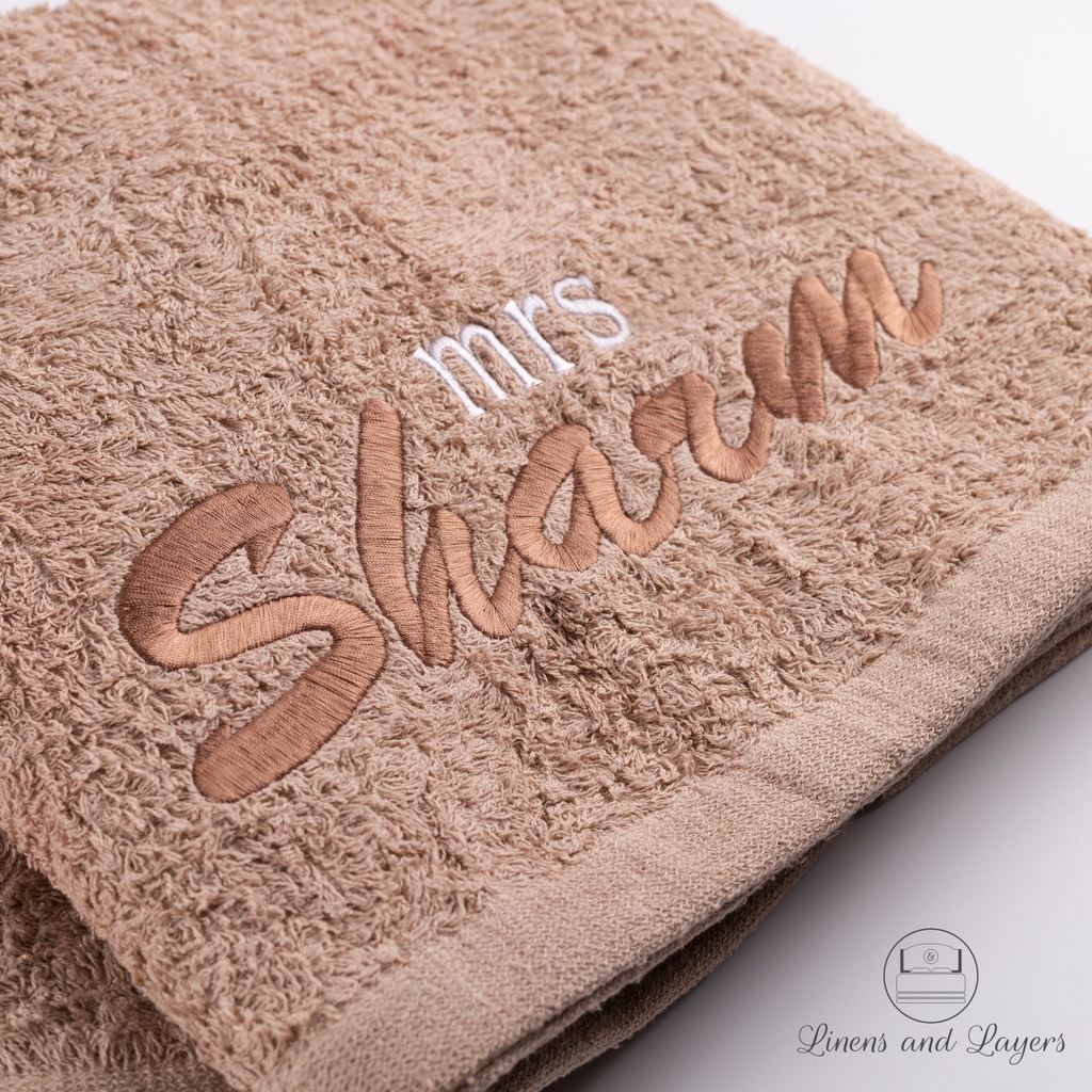 Towels with embroidered discount names