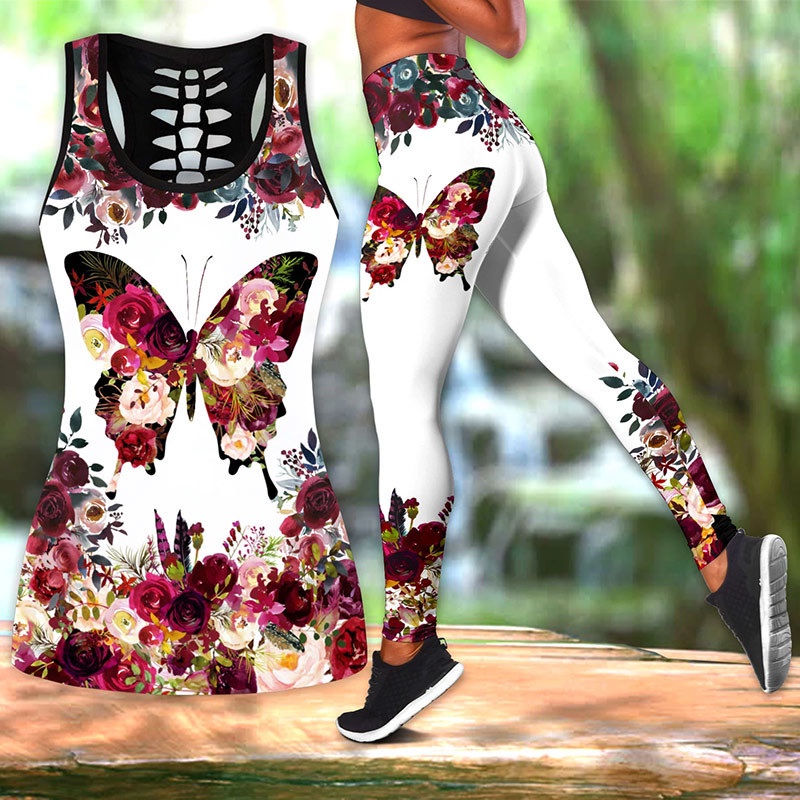 Butterfly yoga outfit for women fashion 3d printed workout