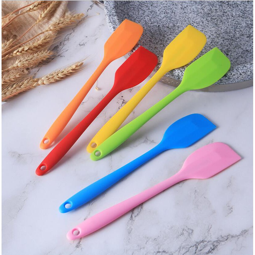 1pcs Long Handle Rubber Spatula Non-Stick Silicone Jar Spatula