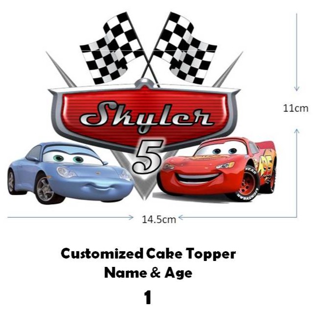 Personalized Disney Cars theme Cake topper Cupcake topper by jecemsky