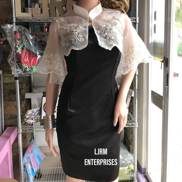 Black and shop white filipiniana dress