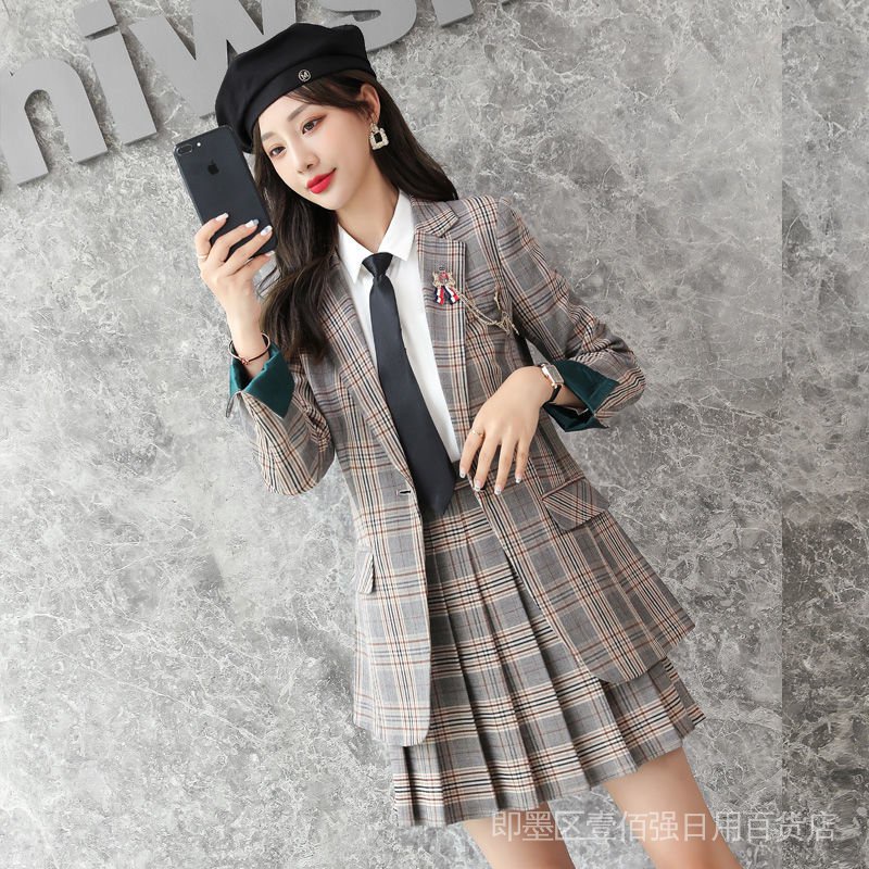 Mid length on sale pleated skirts jacket