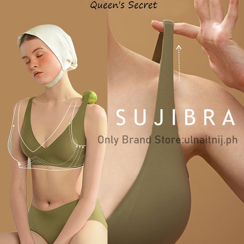 Japanese bra SUJI Thai latex bra pad + invisible back buckle + thin sling  design + jelly strip soft support bra