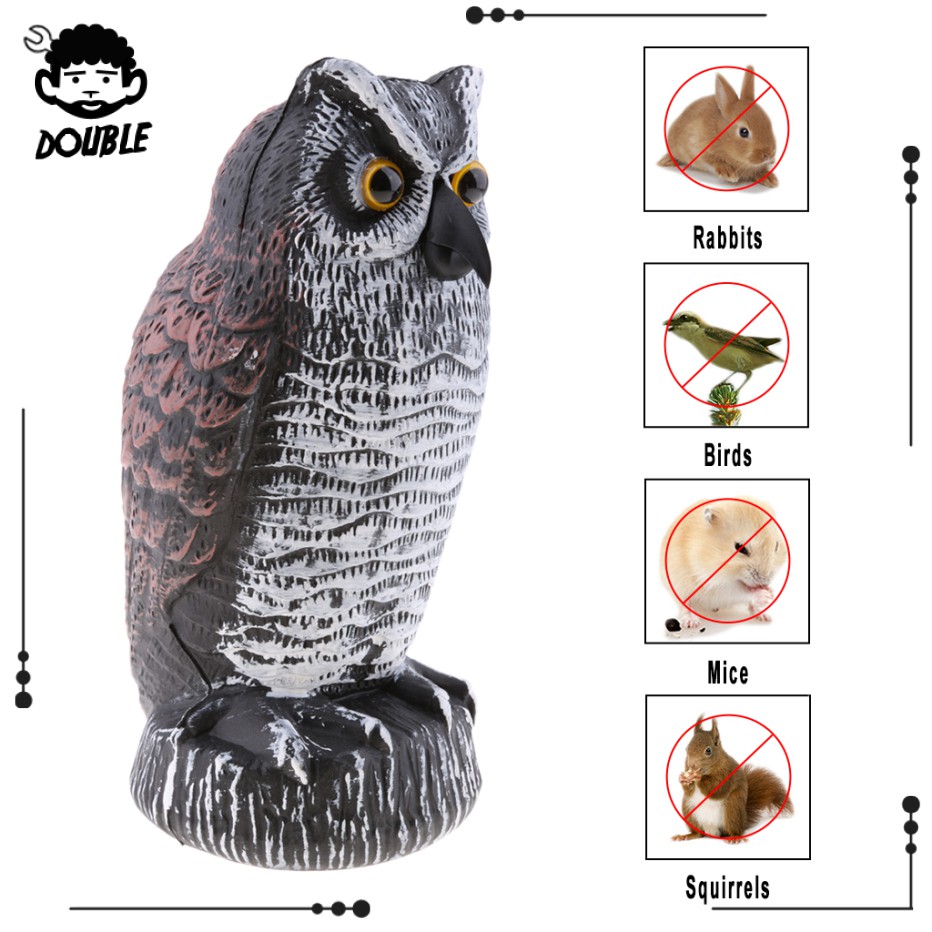 Solar Powered Owl Hunting Decoy Bird Scarer Deterrent Pest, 55 OFF