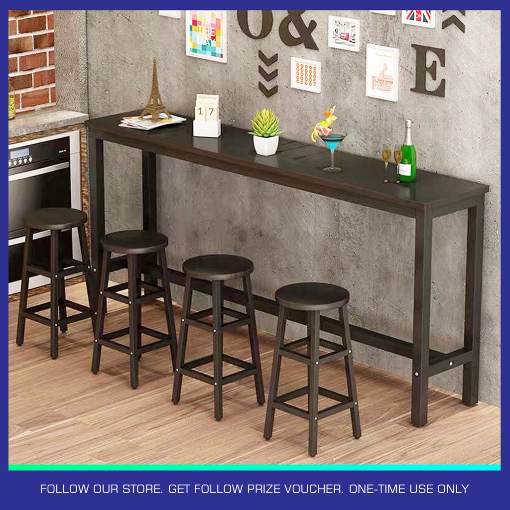 Bar Table w Chair Black White Pink Yellow High Quality Wood